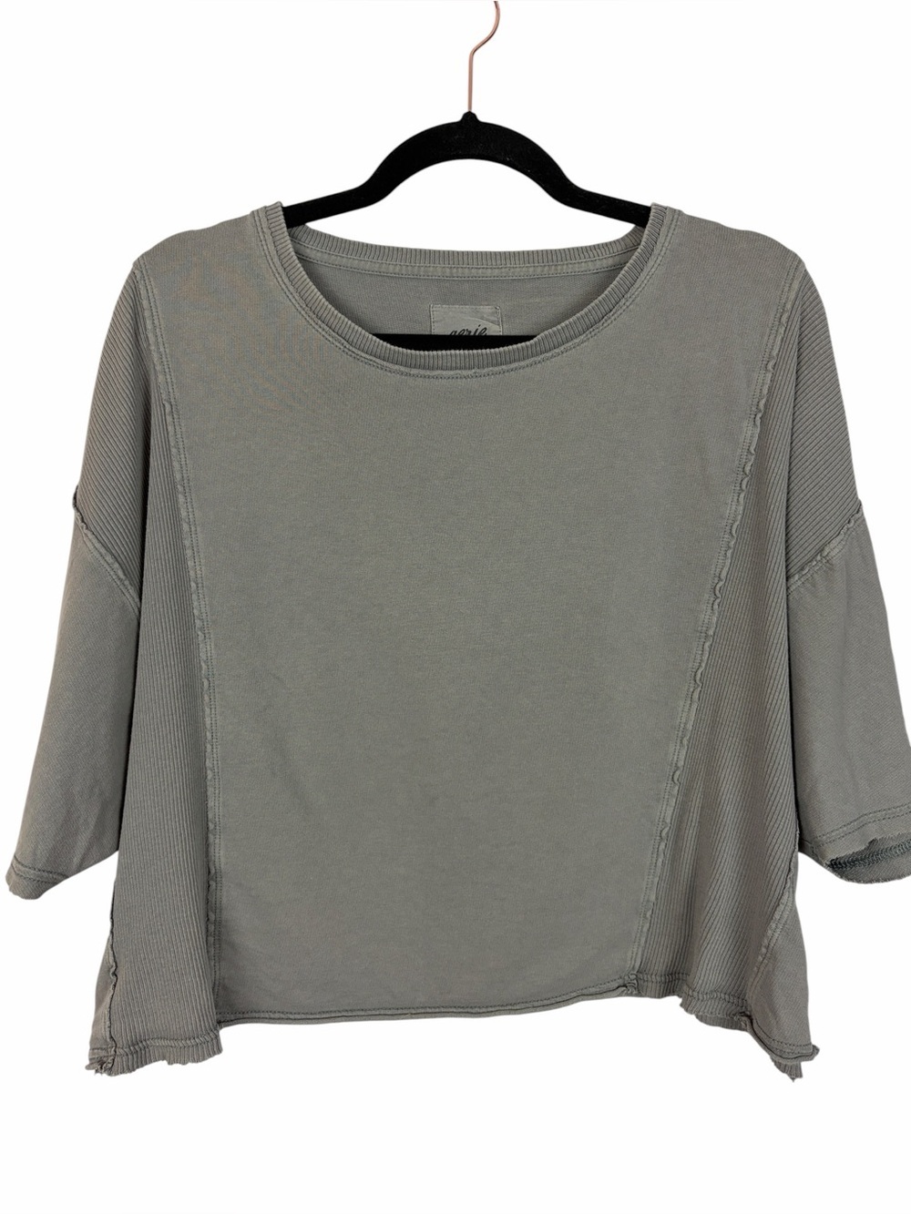 Aerie Gray Boxy Oversized Sweatshirt Tee Large 100% Cotton
